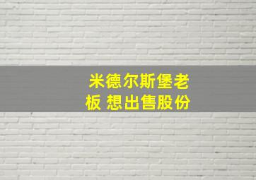 米德尔斯堡老板 想出售股份